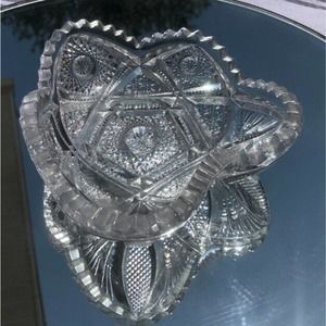 Imperial Glass Triangle Sawtooth Cut Crystal Dish American Brilliant Period